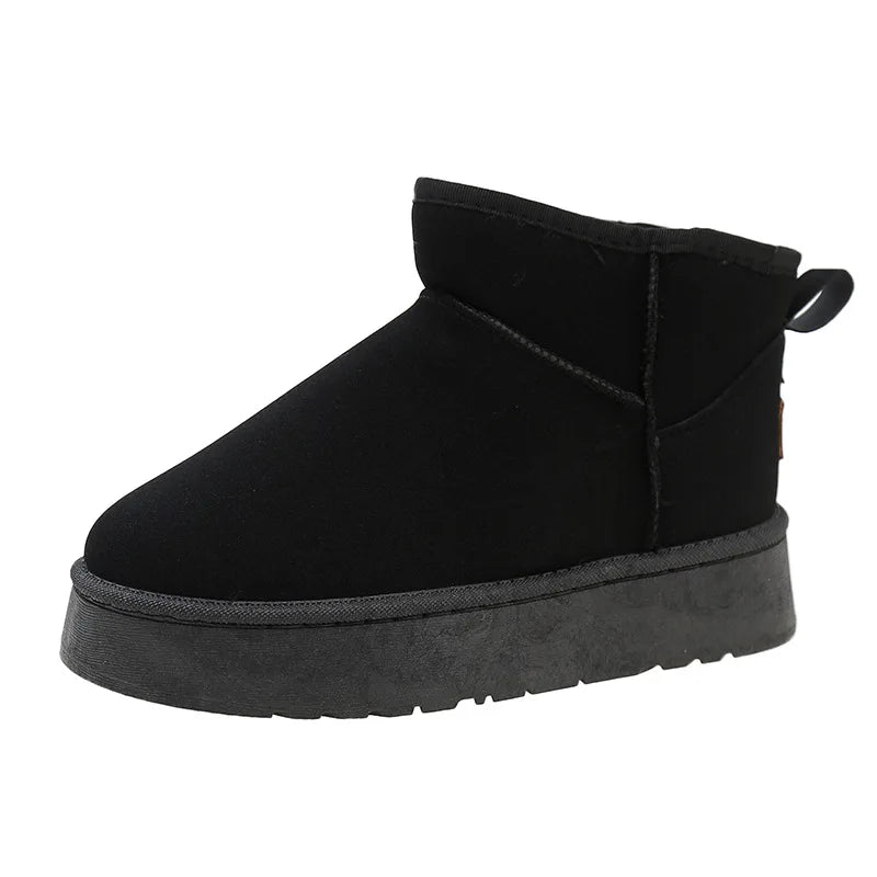 Women's Casual Short Plush Snow Boots in Faux Suede