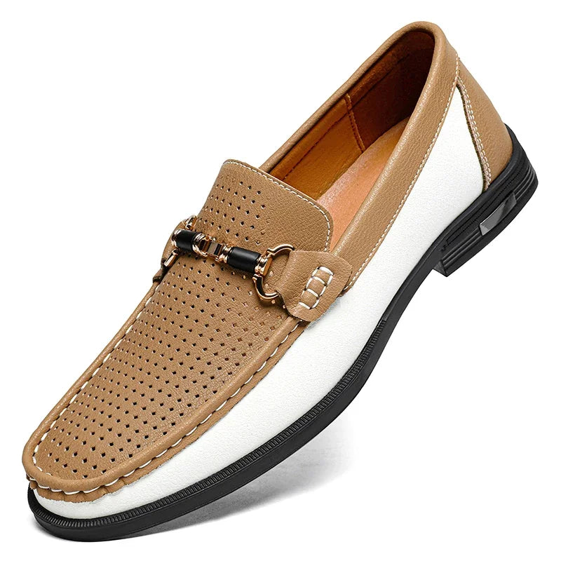 Men's Genuine Leather Loafers – Casual Slip-On Dress Shoes for Men