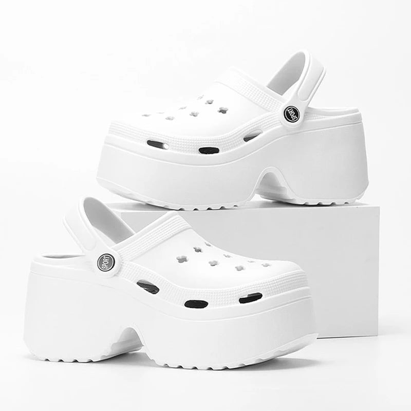 Chunky Closed-Toe Wedge Heels for Women - Thick Sole- Non-slip