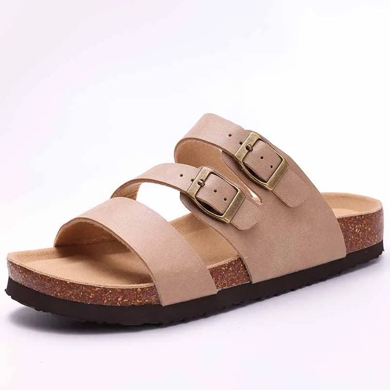Women's Classic Suede Slippers with Double Buckle