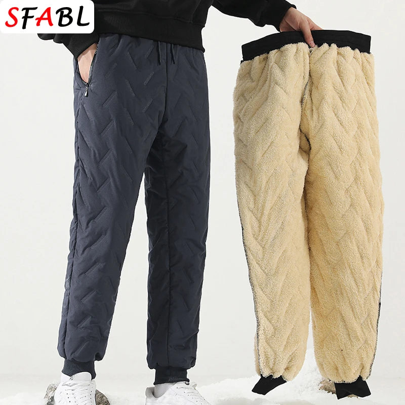 Men's Thick Plush Fleece Thermal Joggers - Faux Wool Sweatpants