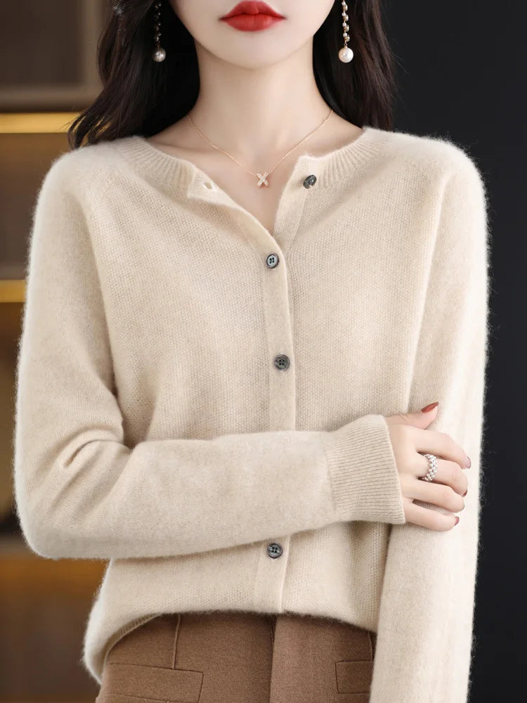 Women's Long Sleeve Merino Wool Cardigan
