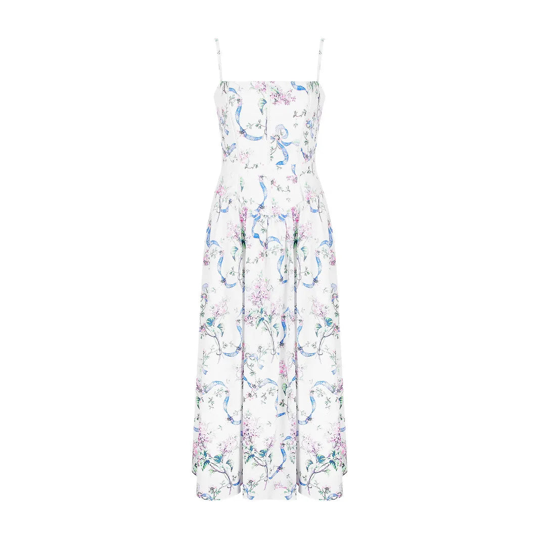 Elegant Women's Midi Dress with Floral Print