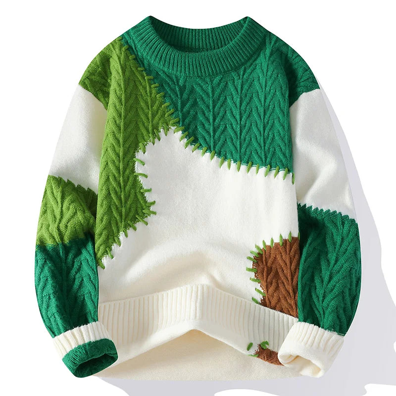 Men's Loose Fit Faux Mink Round Neck Sweater