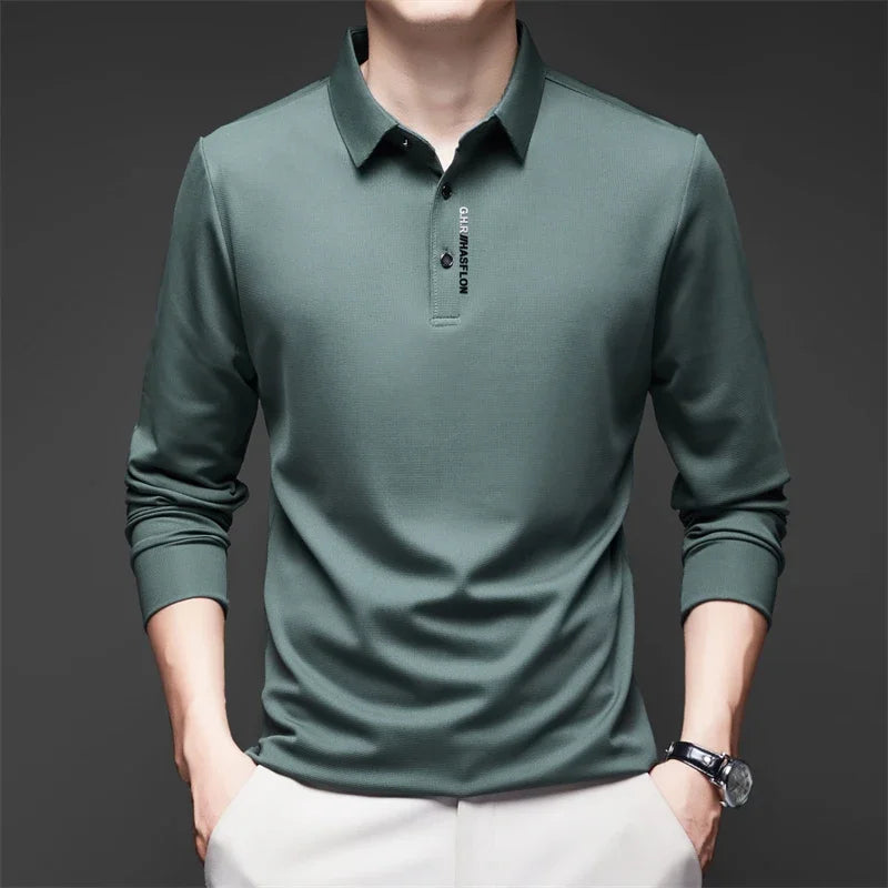 Men's Breathable Casual Long Sleeve Polo Shirt