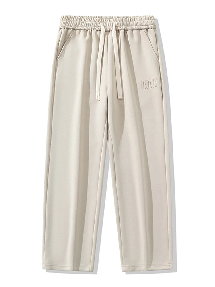 Men's Cotton Wide Leg Sweatpants with Drawstring & Letter Print – Comfortable Straight Fit Joggers