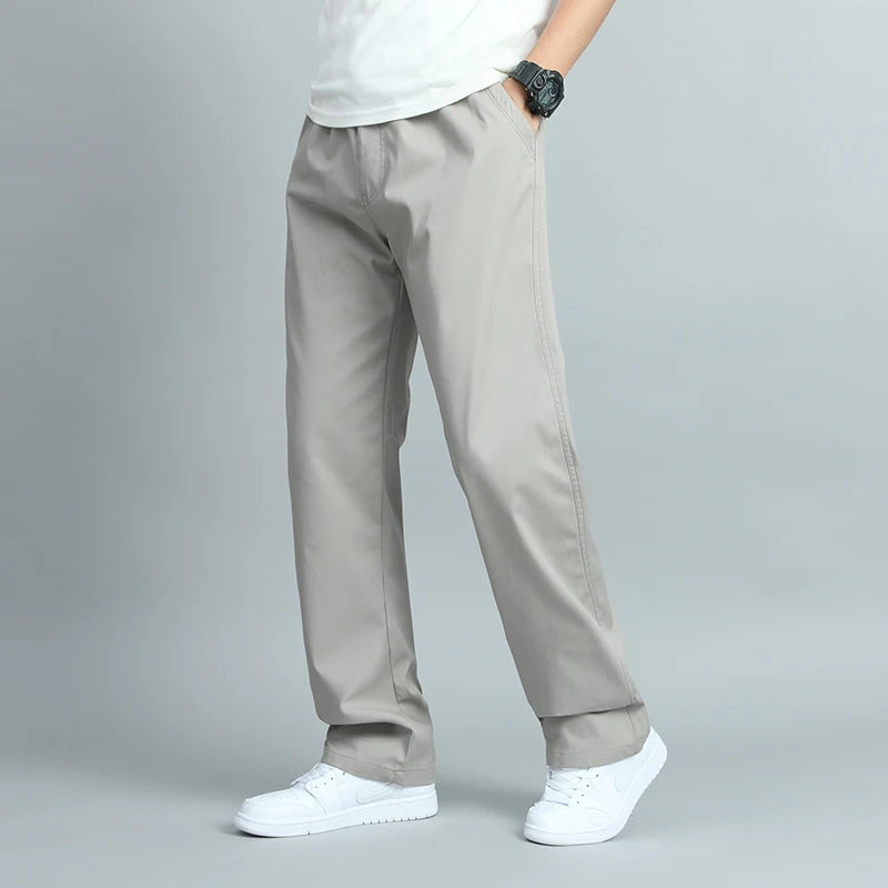 Men's Cotton Loose Fit Straight Leg Casual Trousers