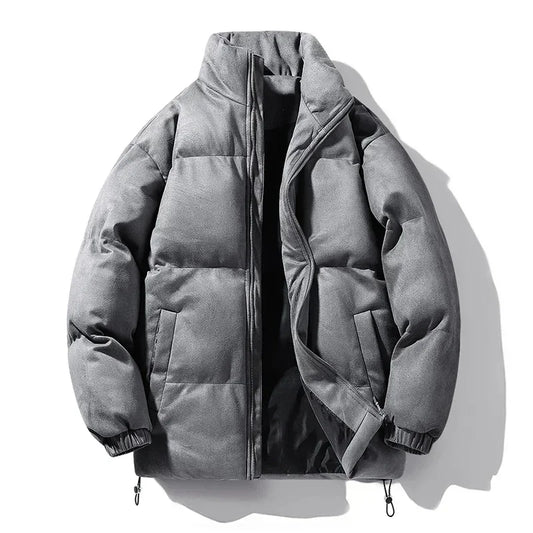 Men's Insulated Down-Filled Parka Jacket with Stand Collar