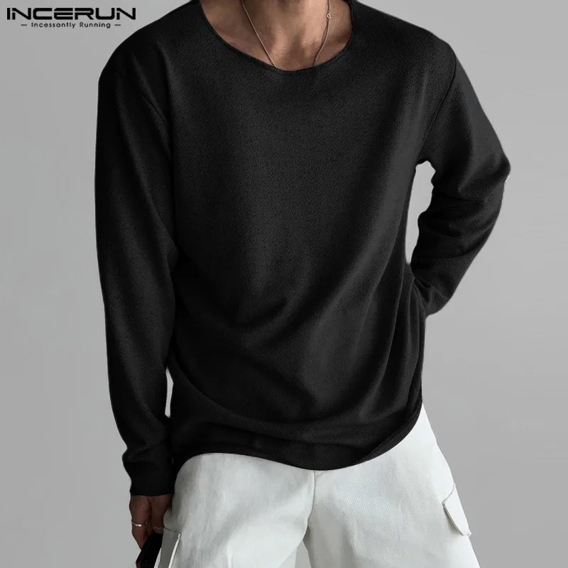 Men's Casual O-Neck Long Sleeve Breathable Sweater