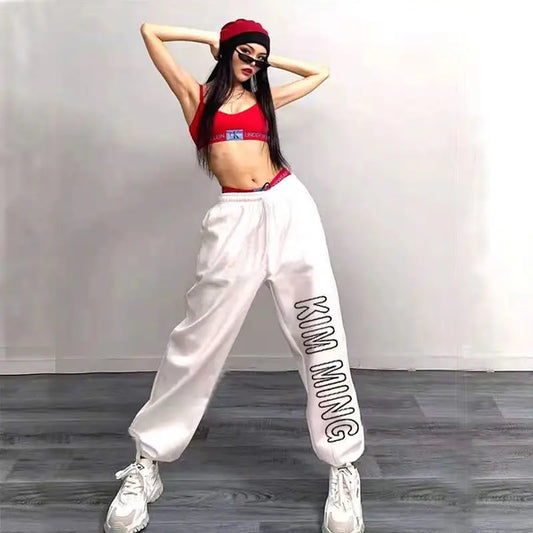 Women's Letter Print Sweatpants - Fashion Drawstring Joggers for Women