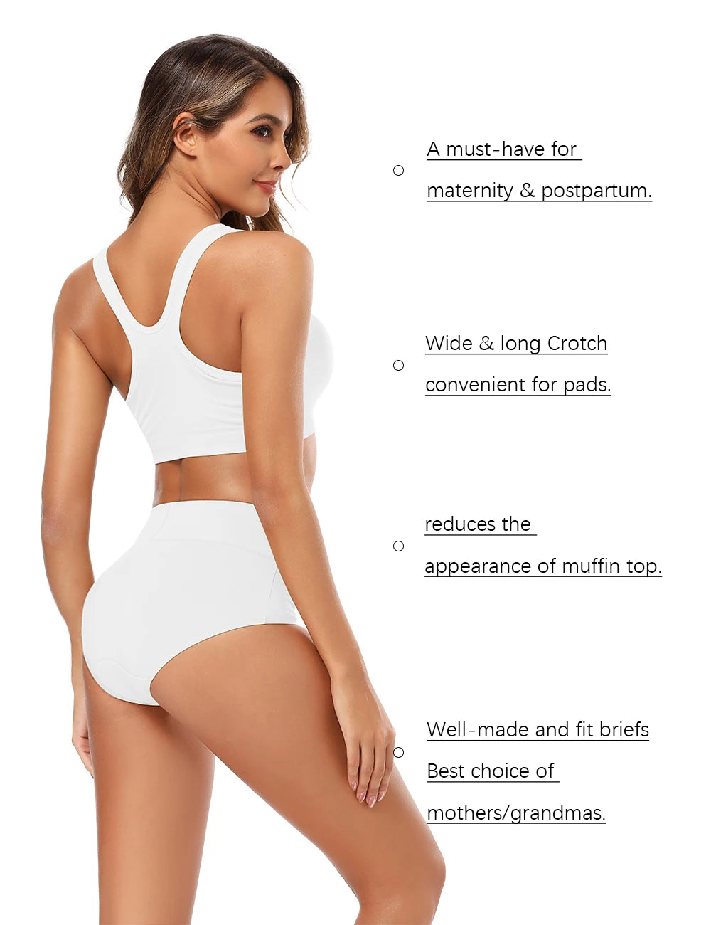 5-Piece Women's Breathable Cotton High-Cut Belly Control Panties