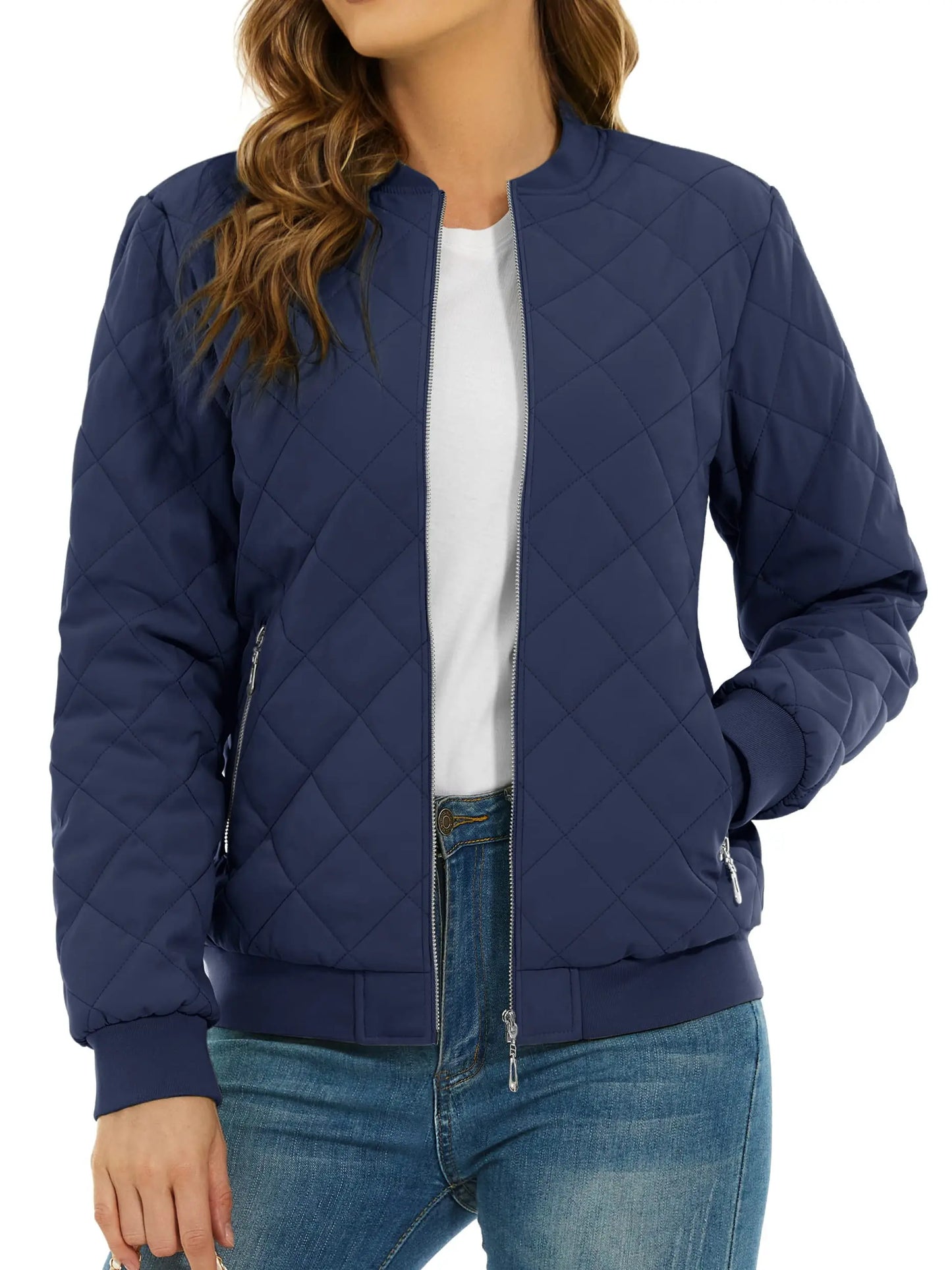 TACVASEN Women's Padded Warm Jacket – Diamond Quilted Zip-Up Winter Coat