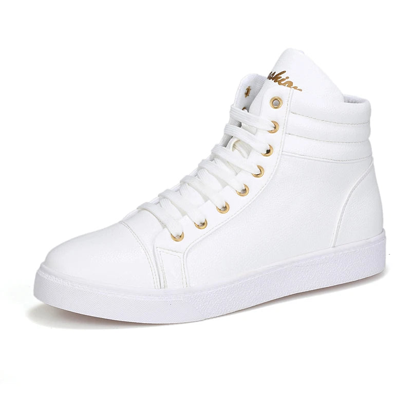 Men's Lightweight High Top Faux Leather Lace-Up Sneakers