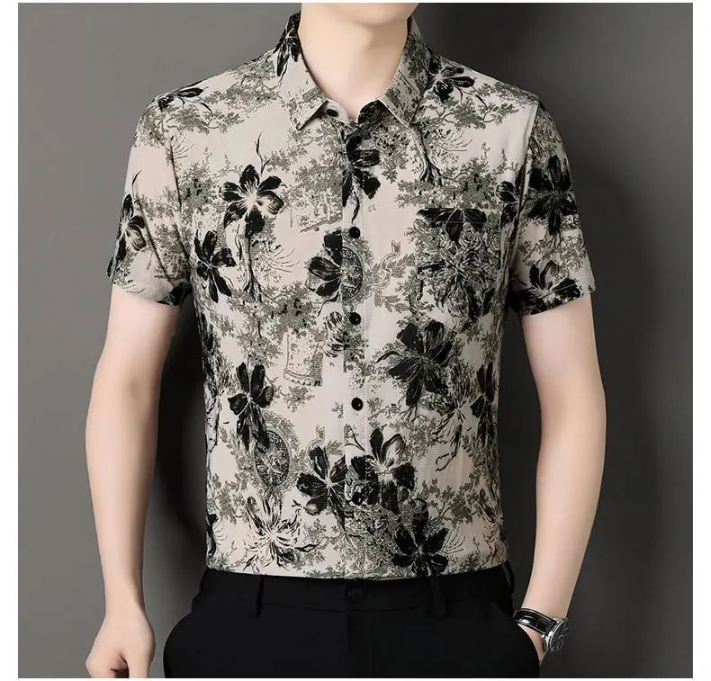 Ice Silk Short-Sleeve Men's Shirt – Breathable, Lightweight
