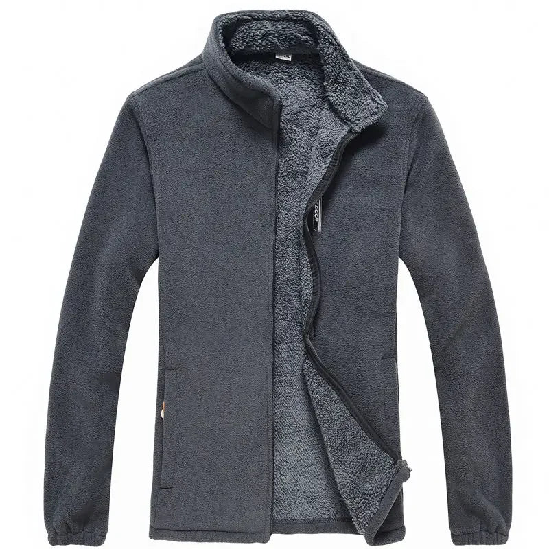 Men's Zip-Up Fleece Jacket with Stand Collar - Various Colors