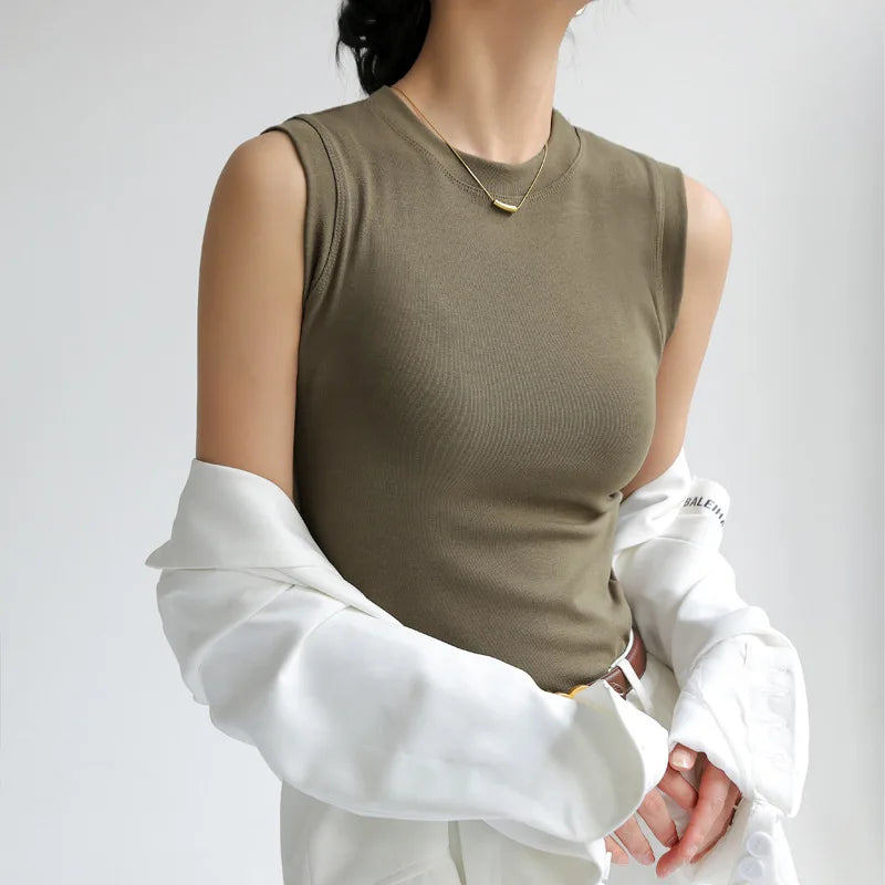 Women's Cotton Round Neck Camisole Vest