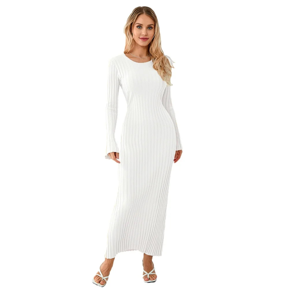 Elegant Women’s Knit Long Sleeve Bodycon Dress – Stylish & Comfortable Long Sleeve Midi Dress for Women
