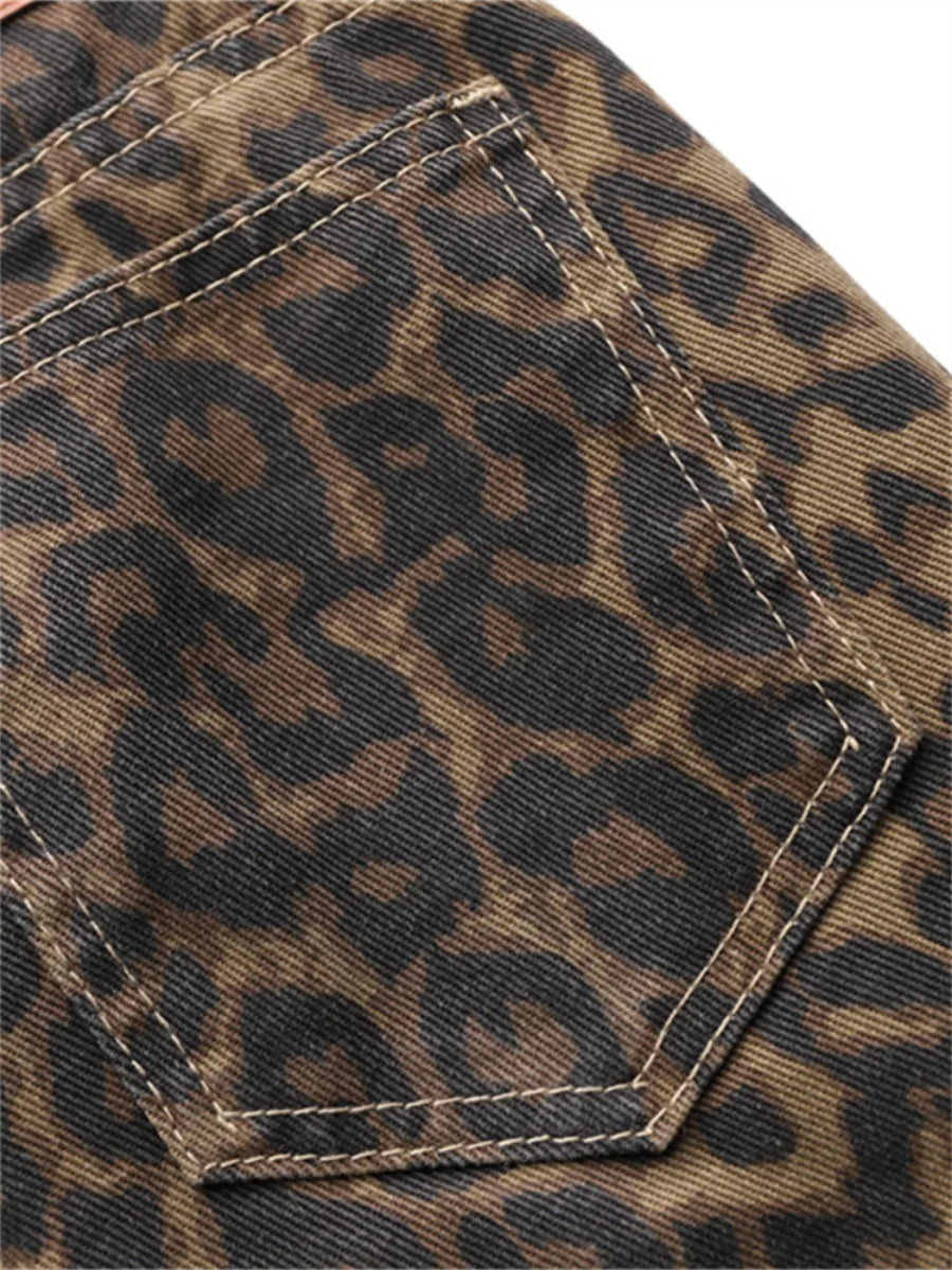 Tan Leopard Print Wide-Leg Pants for Women - Oversized Style Pants
