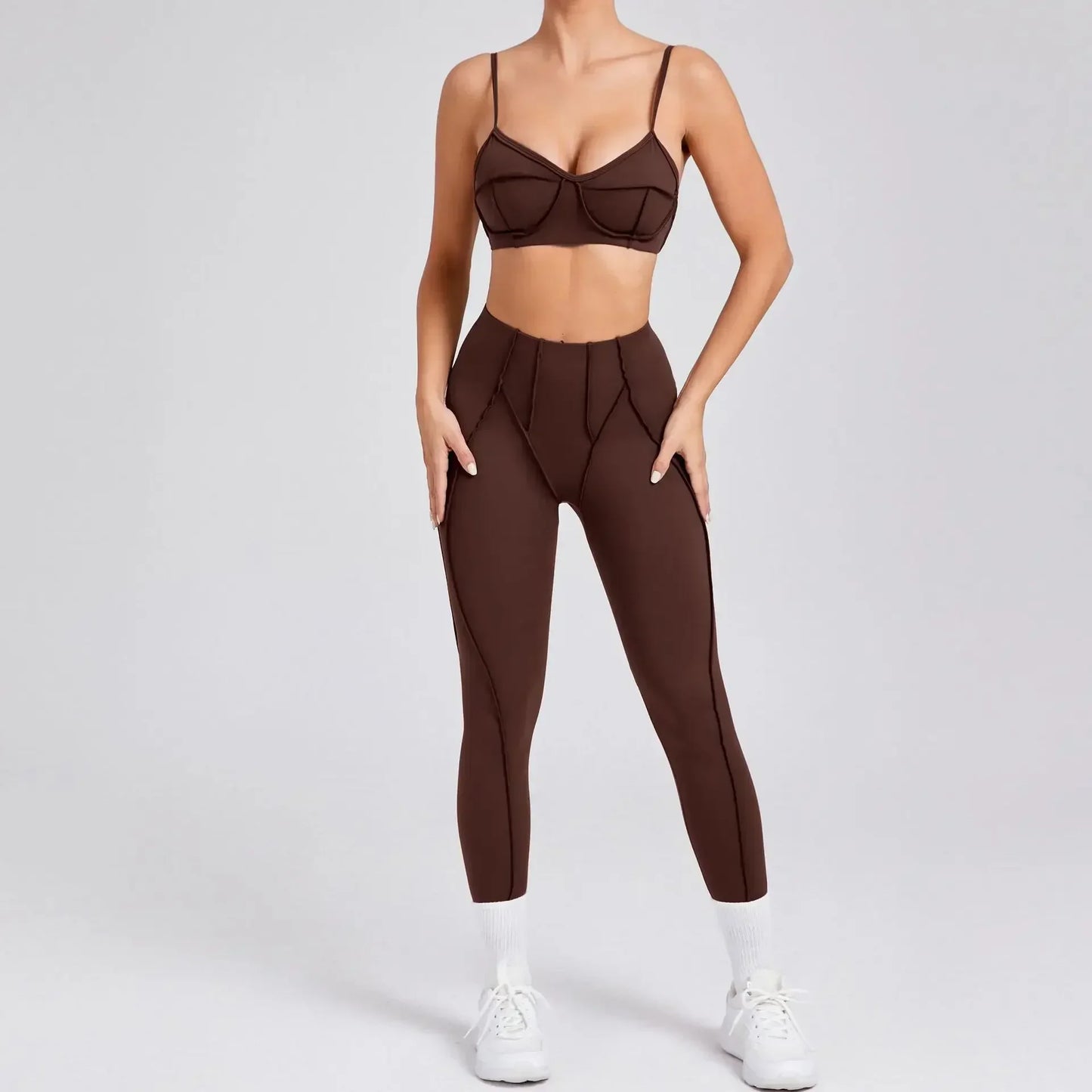 Women's Seamless 2-Piece Yoga Set - High-Waist Leggings and Bra for Fitness & Activewear