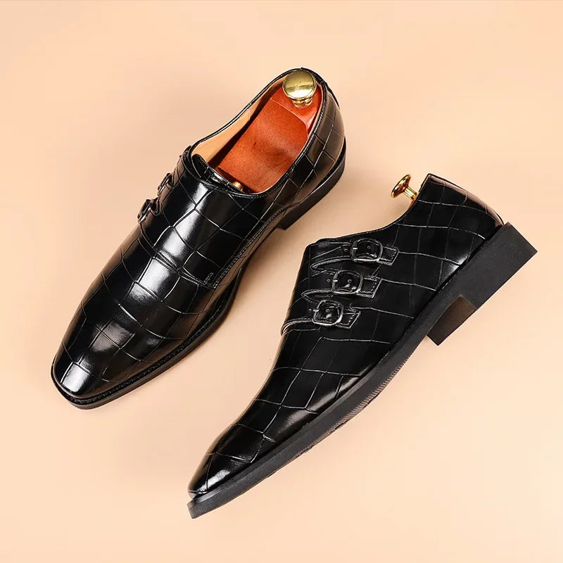 Men's Classic Luxury Faux Leather Slip-On Oxford Dress Shoes - Elegant and Comfortable Footwear