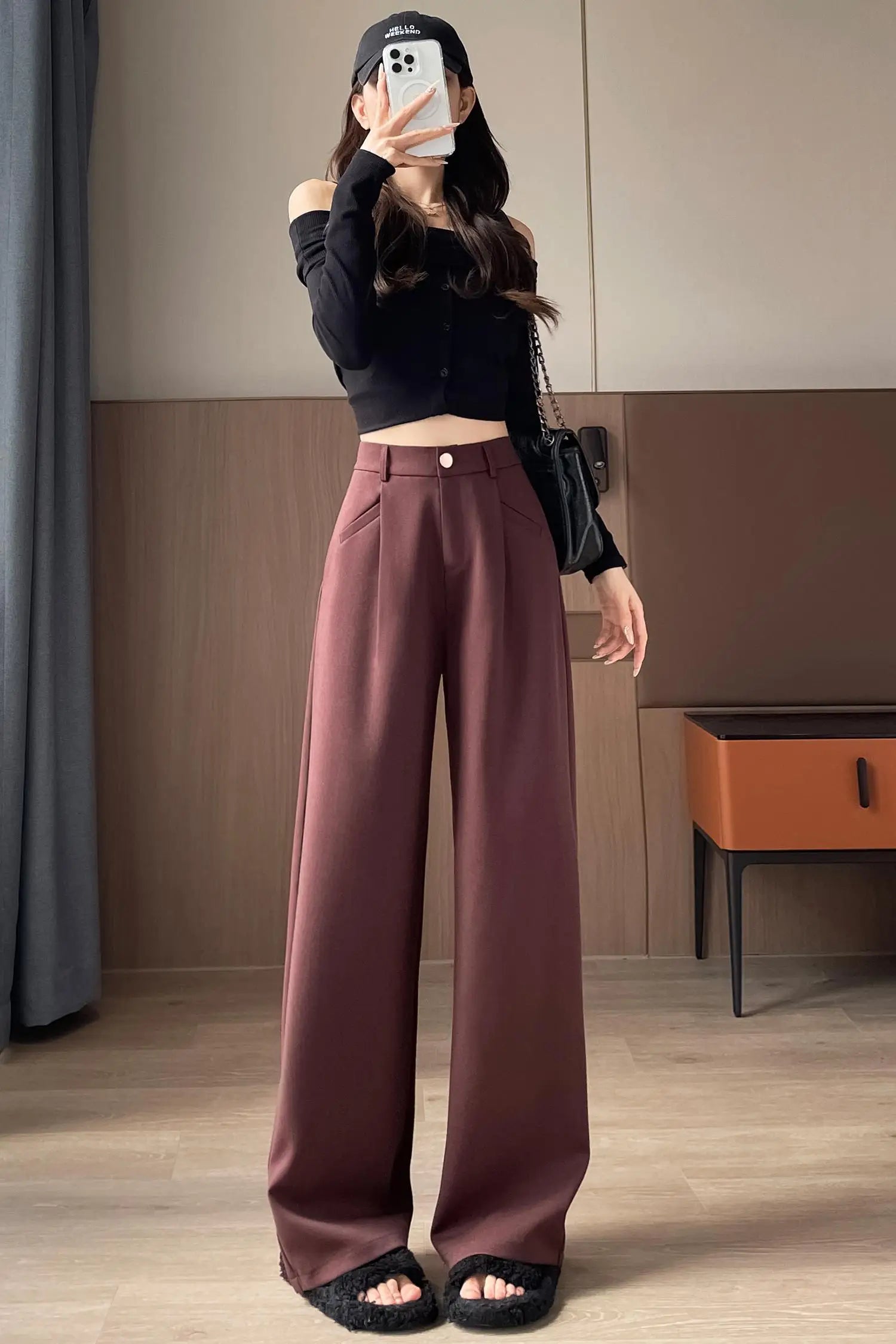 Elegant Women's Wide Leg Pants – Casual Button-Front Loose Fit Trousers for Women