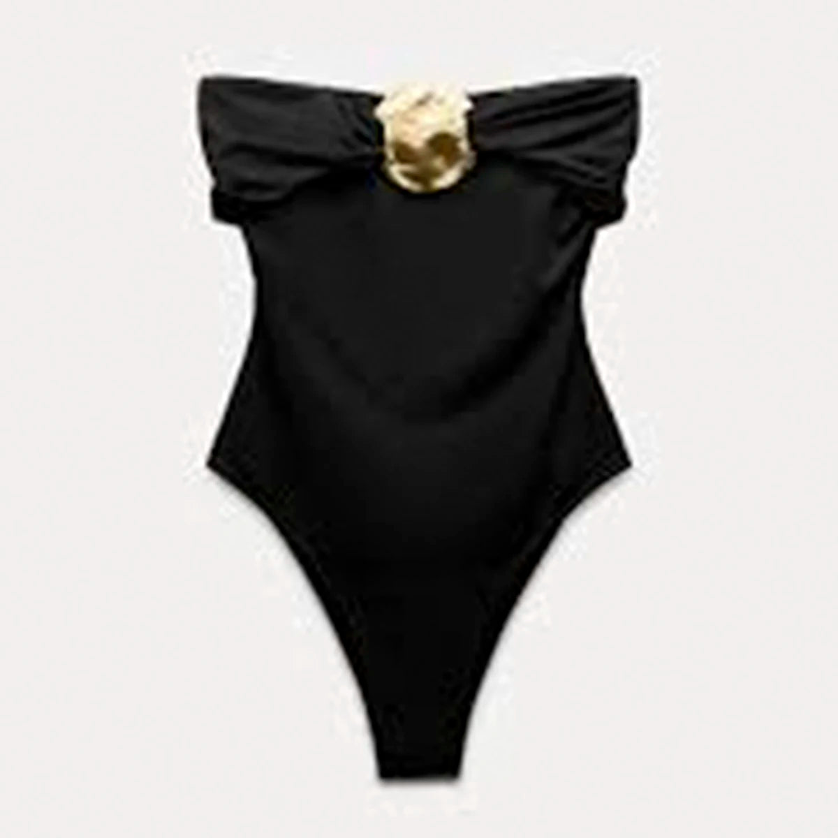 Women's One-Piece Swimsuit - Bandeau Monokini with High Waist Design