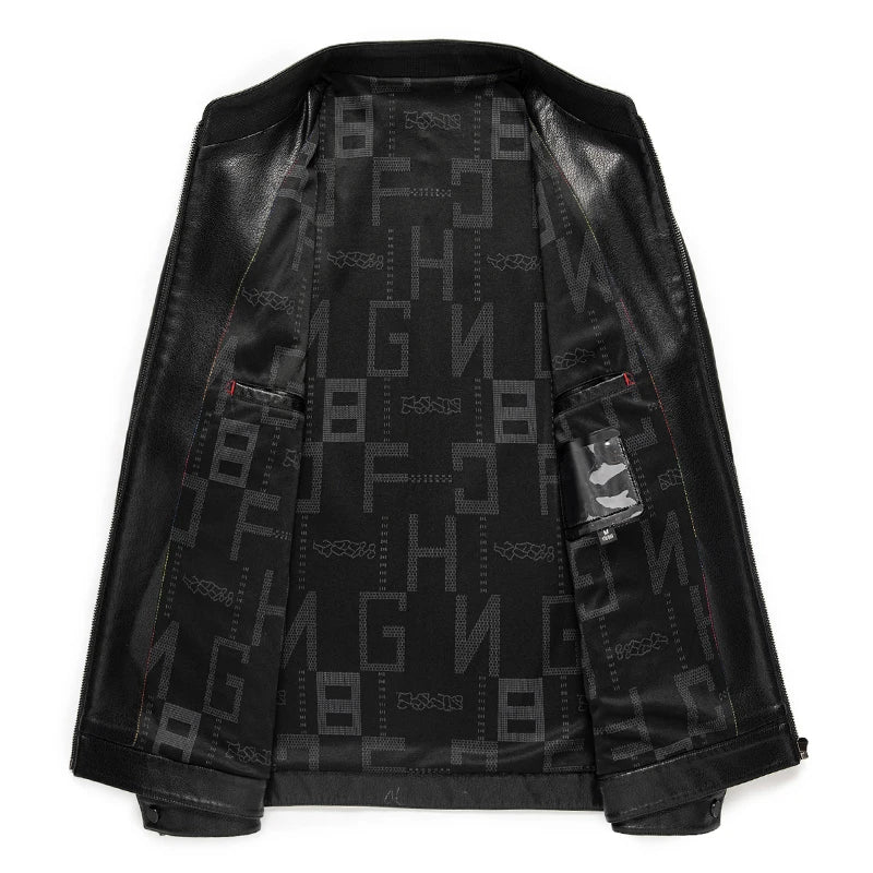 Men's Genuine Leather Stand Collar Jacket – Slim Fit Thin Design for Men