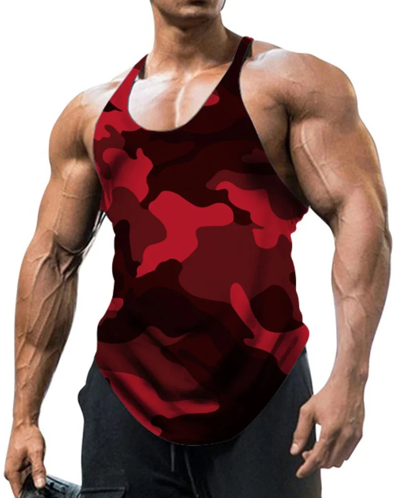 Men's Slim Fit Camouflage Sleeveless Stringer Tank Top