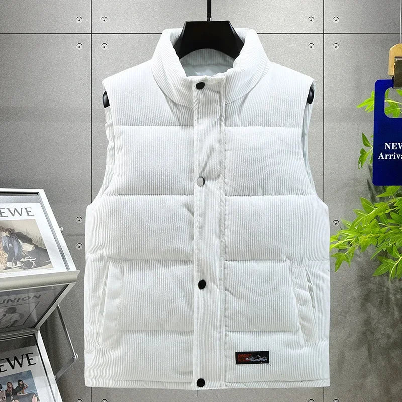 Men's Padded Corduroy Vest Jacket - Thick & Sleeveless