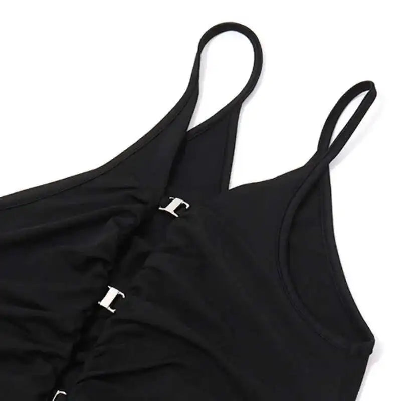 Women's Slanted Shoulder Hollow Out Backless Short Tank Top