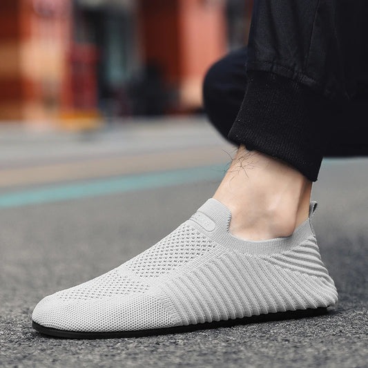 Men's Slip-On Breathable Flat Sneakers with Soft Sole - Comfortable and Lightweight Footwear