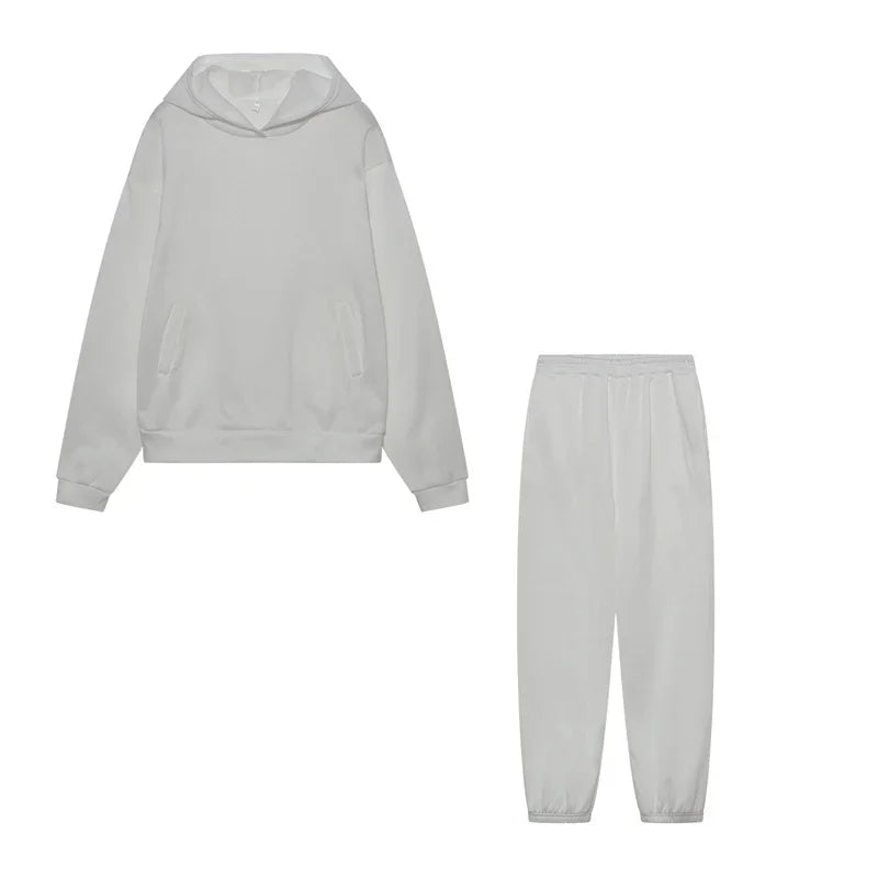 Women's Thickened Long-Sleeve Hoodie and Drawstring Pants Set