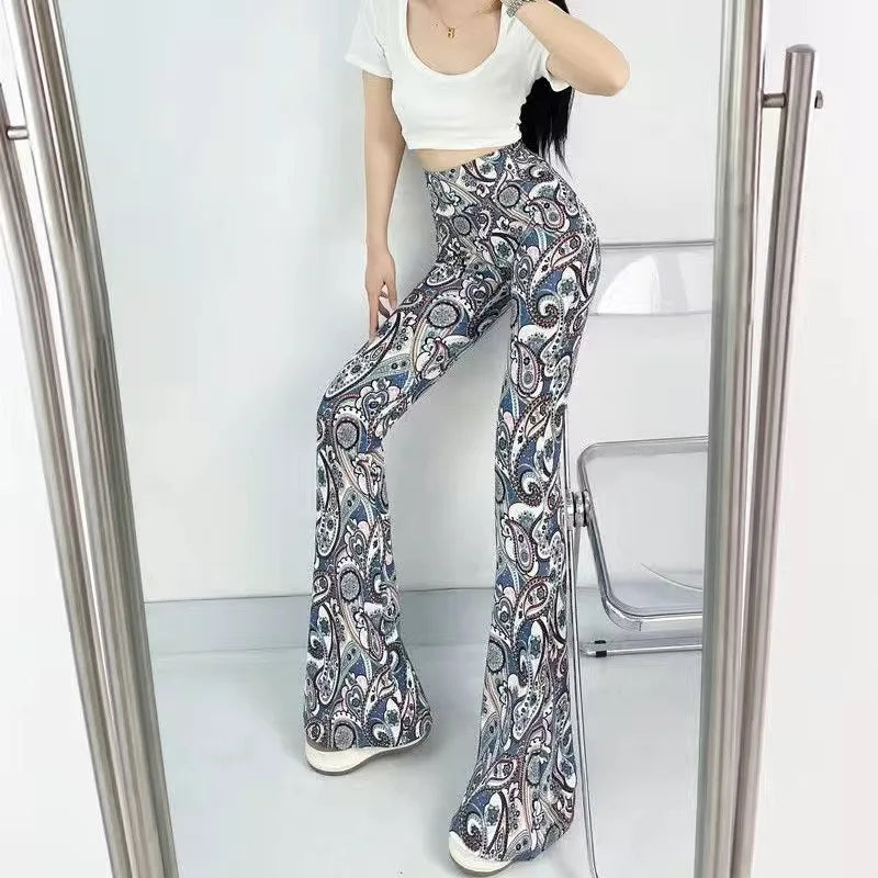 Women's Slim High Waist Striped Flare Pants