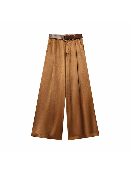 TRAF Women’s Baggy Belt Pants - Wide-Leg Casual Trousers for Women