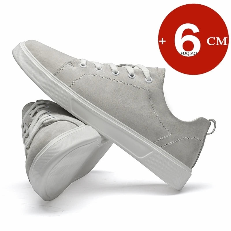 Men's Faux Suede Casual Elevator Sneakers with 6cm Hidden Heel