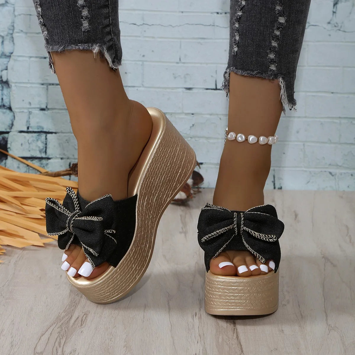 Women's Heeled Slides - Wedge Platform Slippers