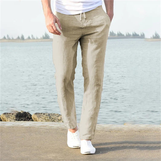 Men's Breathable Cotton Linen Pants - Lightweight & Comfortable Casual Trousers