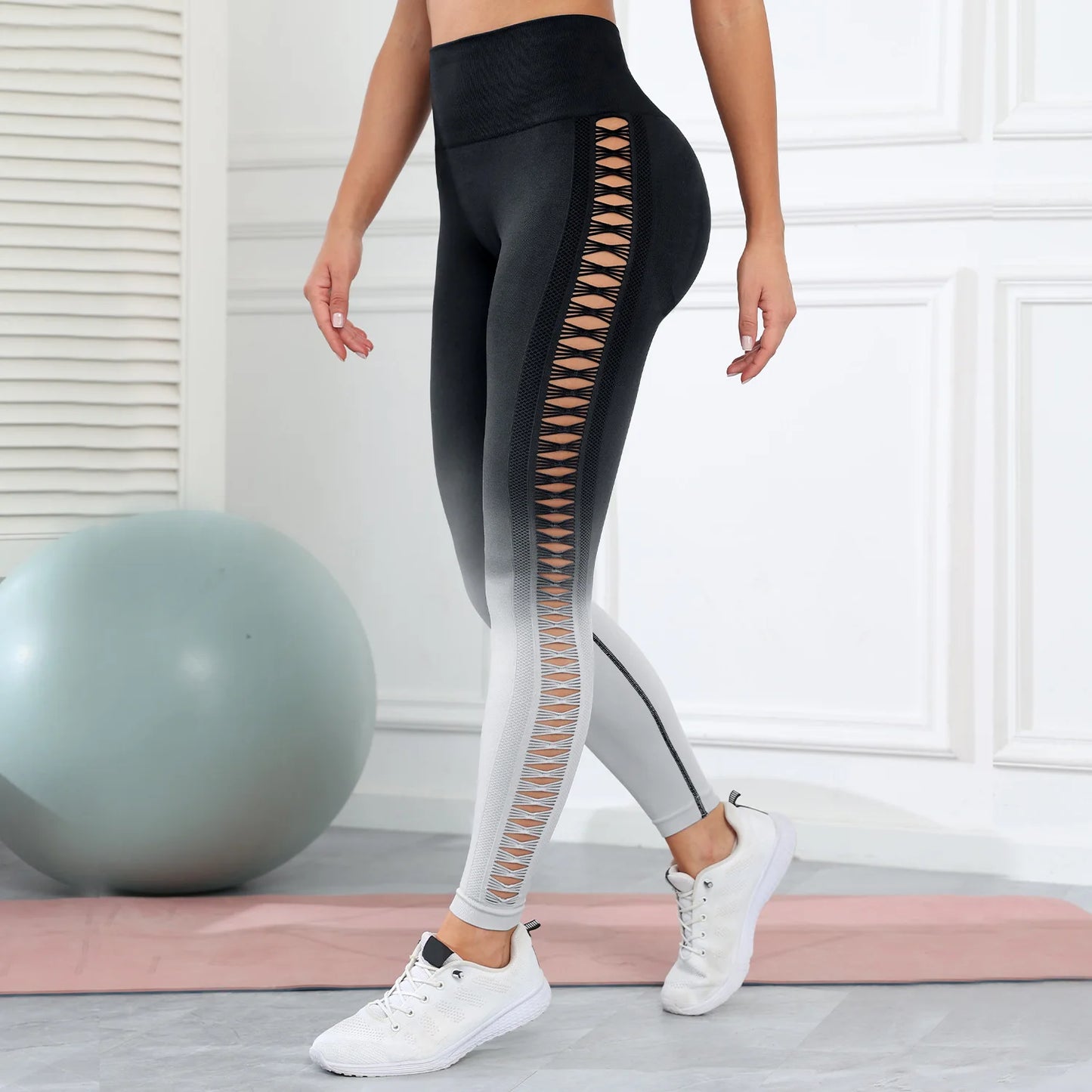 Women's High-Waisted Mesh Yoga Leggings - Various Colors
