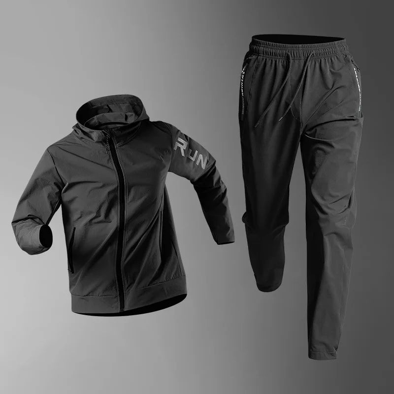 Men's Quick Dry Fitness Set: 2-Piece Jacket and Sweatpants Combo - Loose Fit