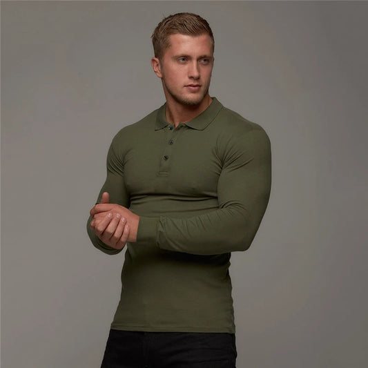Mens Slim Fit Long Sleeve Polo Sweater – Breathable Cotton for Comfortable Style