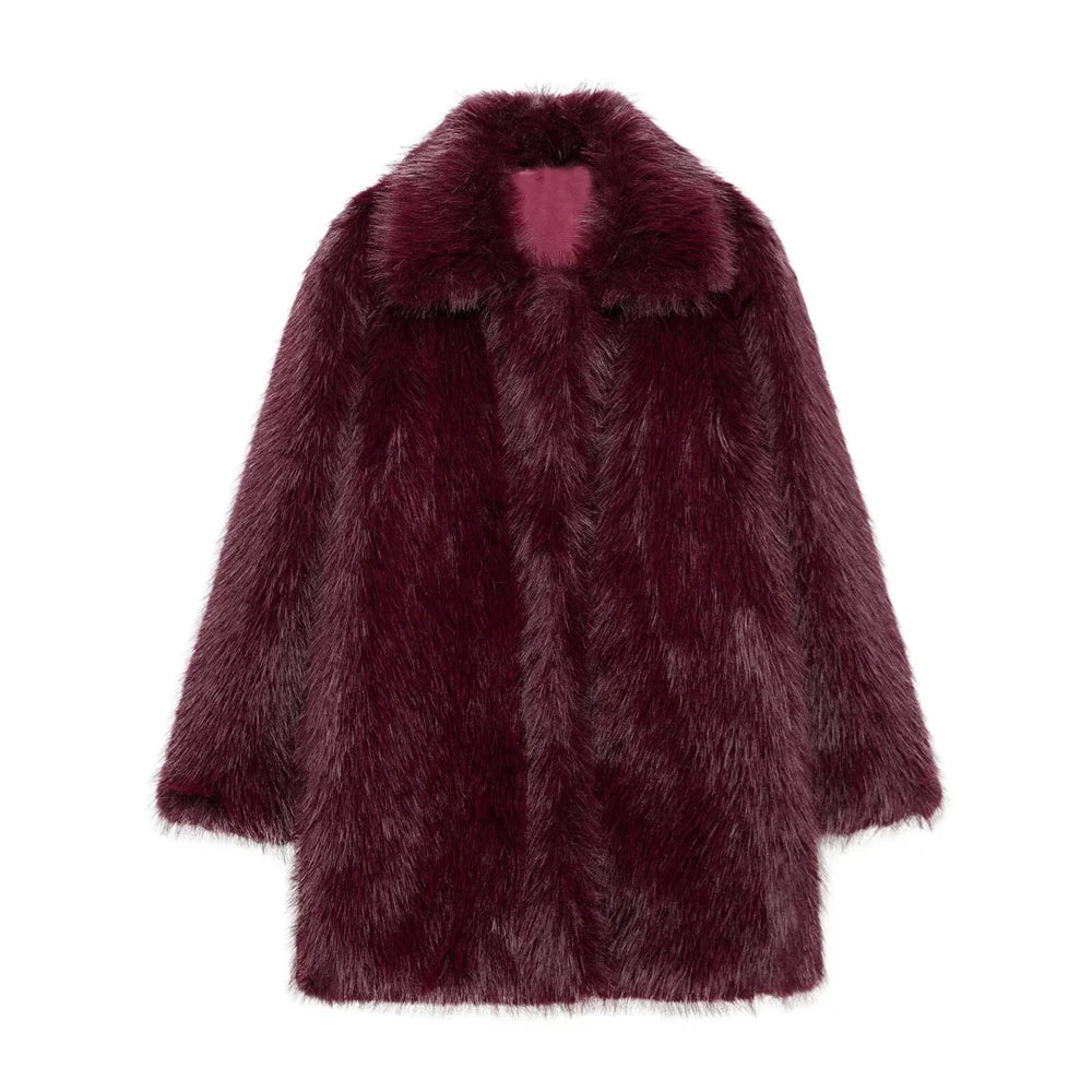 Women's Thick Fury Warm Coat with Flip Collar
