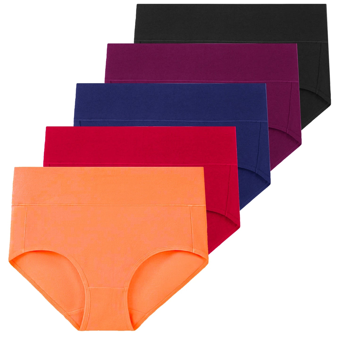 5-Piece Women's Breathable Cotton High-Cut Belly Control Panties