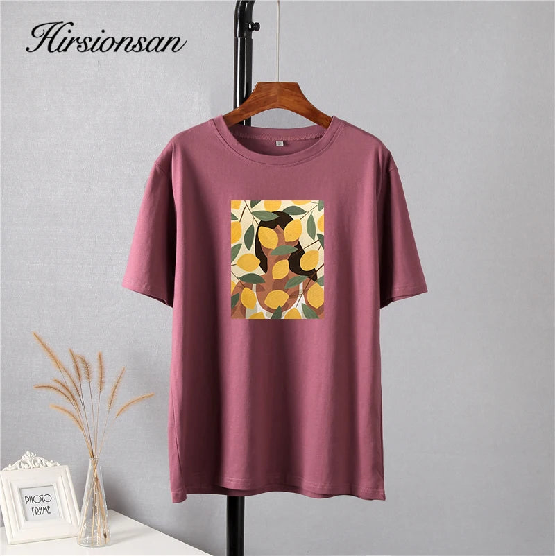 Lemon Print Graphic T-Shirt for Women – Summer Cotton Tee by Hirsionsan