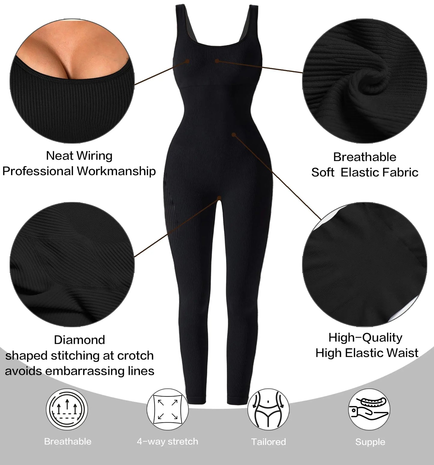 Women's Ribbed One Piece Bodycon Romper