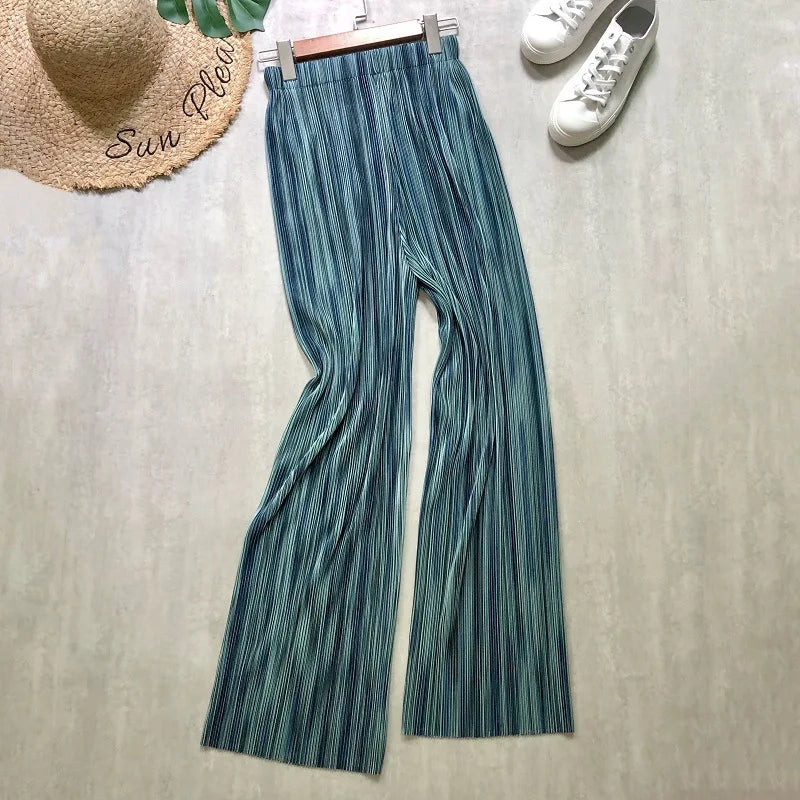 REALEFT Vintage High-Waist Printed Long Pants - Loose Wide Leg Fit- Loose Wide Leg Fit