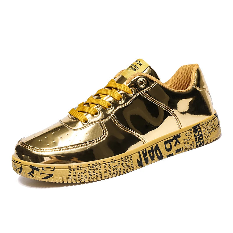 Premium Glossy Lace-Up Sneakers for Men