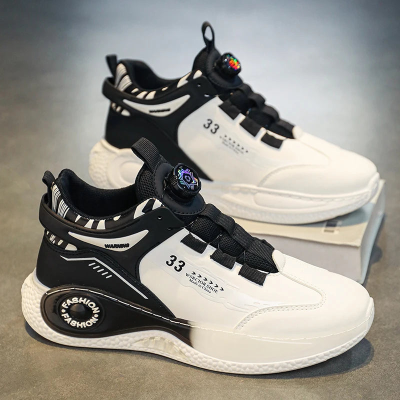 Men's Durable Sneakers with Rotating Tightening Disc – Non-Slip Lace-Up Athletic Shoes