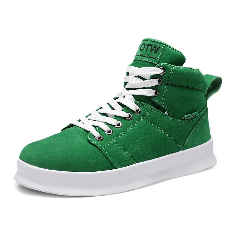 Men's High-Top Lace-Up Vulcanized Sneakers - Stylish and Durable Footwear