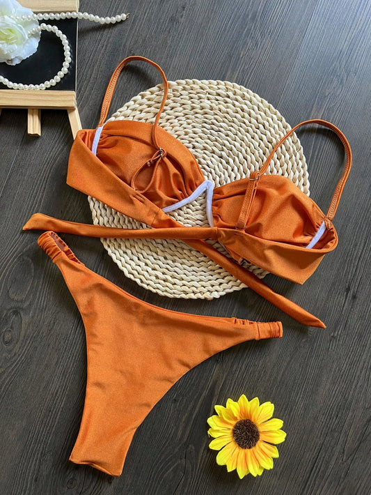 Women's Braided Rope Bikini Set – Two-Piece Triangle Swimwear