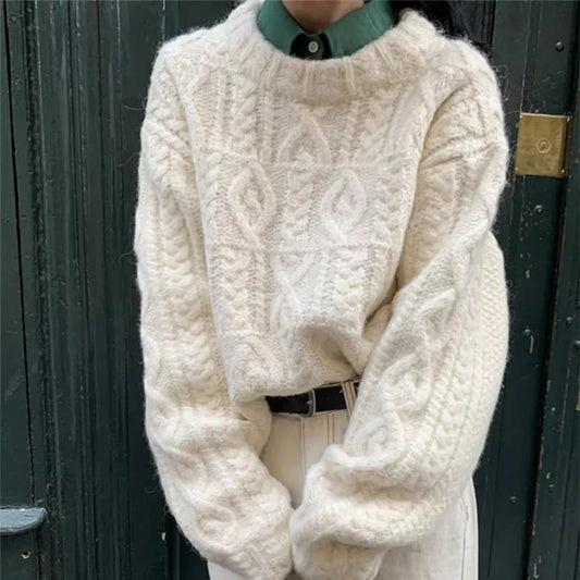 Women's Thickened Warm Cropped Knitted Sweater